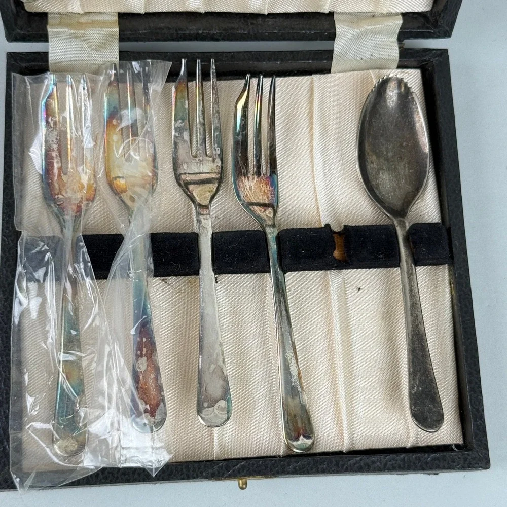 Vintage Raimond Sheffield England Silver Plate Dessert Set Cake Server Boxed